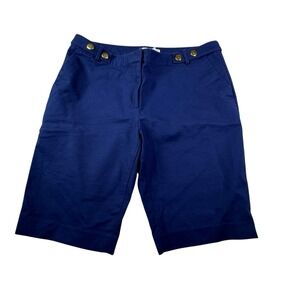 Michael Kors Shorts Women's 12 Blue Gold Buttons Old Money Sporty‎